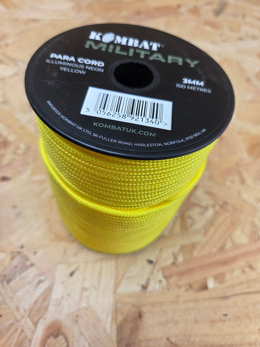 Paracord Cord Retention Loop Basha & Bivi Tent Shelter Rope Bushcraft Line Neon Yellow 100m