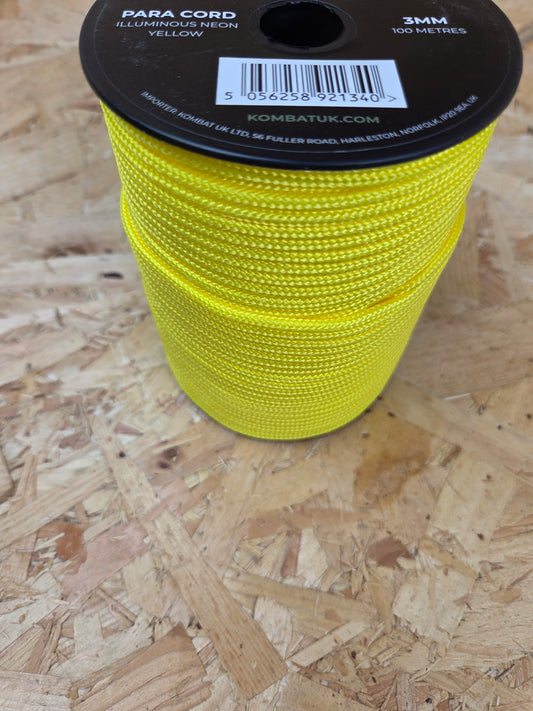 Paracord Cord Retention Loop Basha & Bivi Tent Shelter Rope Bushcraft Line Neon Yellow 100m