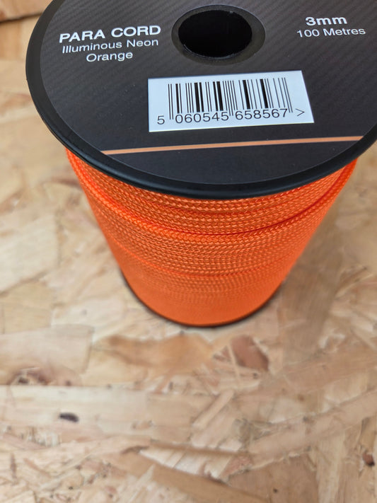 Paracord Cord Retention Loop Basha & Bivi Tent Shelter Rope Bushcraft Line Neon Orange 100m