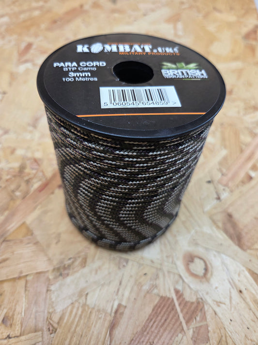 Paracord Cord Retention Loop Basha & Bivi Tent Shelter Rope Bushcraft Line BTP British Terrain Pattern 100m