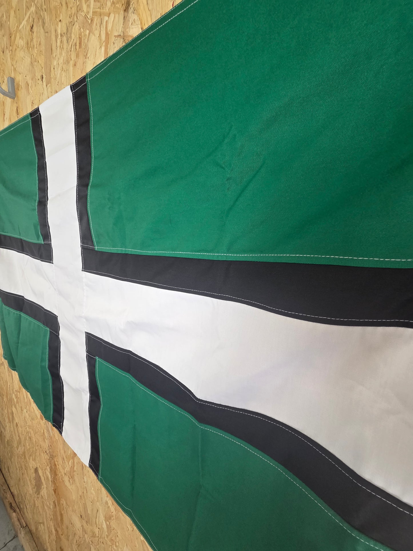 Flag of Devon St Petroc's Cross Green with White and Black Cross 152cm x 91cm