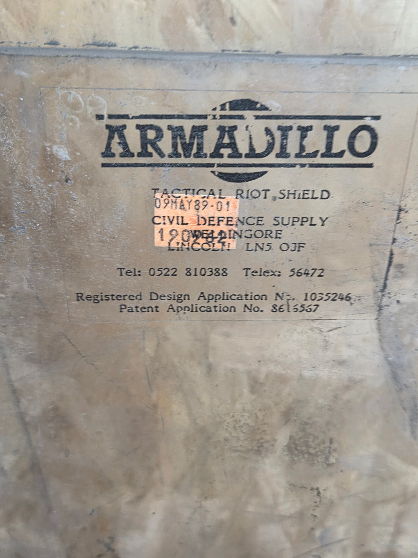 Riot Shield Police Interlocking Public Order Armadillo Civil Defence Protection Rectangle 120cm x 57cm Used