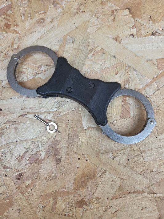 Genuine Police Handcuffs Speedcuffs Ridged Cuffs Black Twinlock Dual with 1 Key