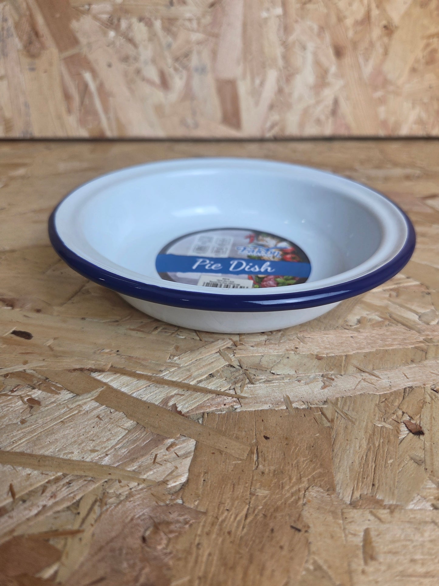 Enamel Pie Dish White and Blue Camping Picnic Caravan Enamel Bowl Falcon 16cm x 3cm