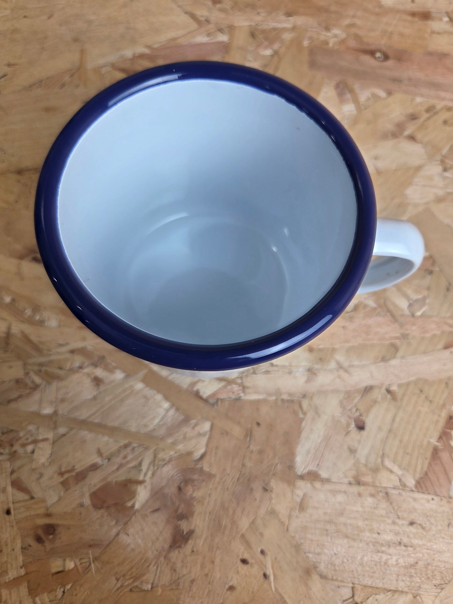 Enamel Mug White and Blue Camping Picnic Caravan Cup Enamel Falcon 9cm