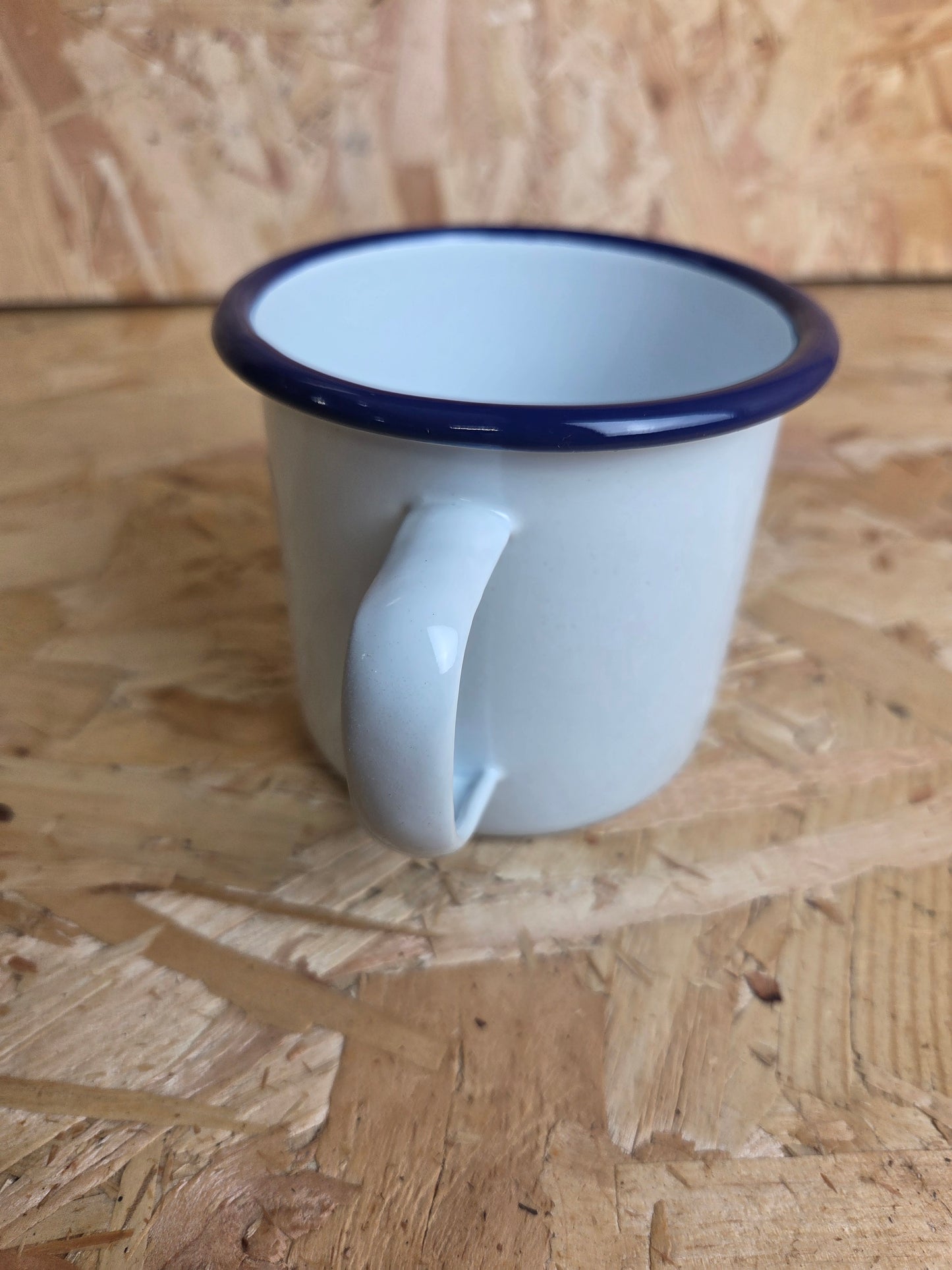 Enamel Mug White and Blue Camping Picnic Caravan Cup Enamel Falcon 9cm