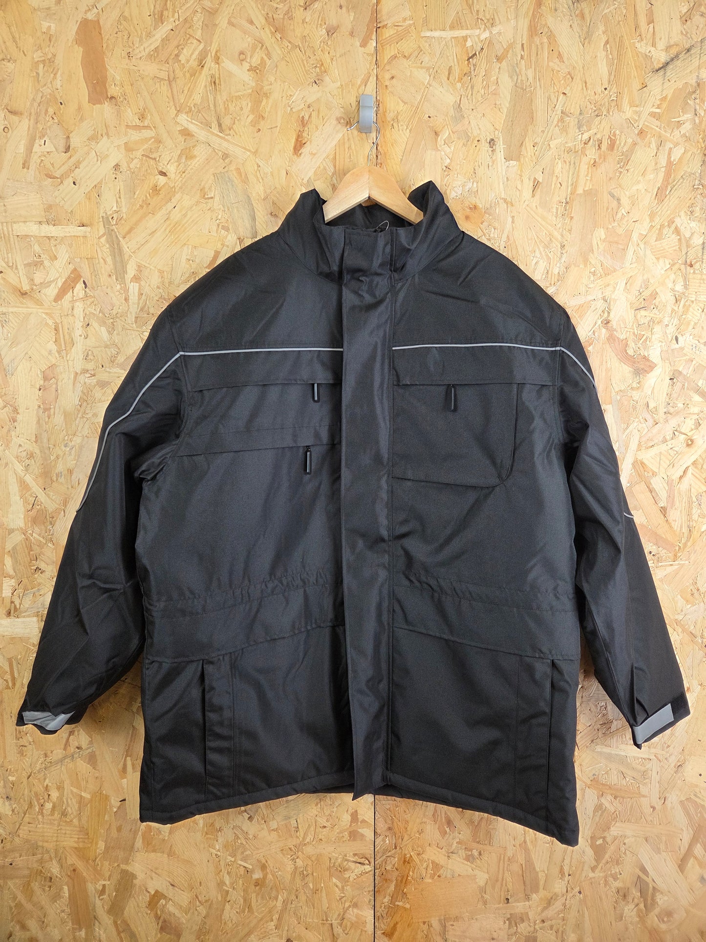 Black Work Jacket Scotchlite Reflective Quilted Coat Site Workwear XXL Alexandra 2XL