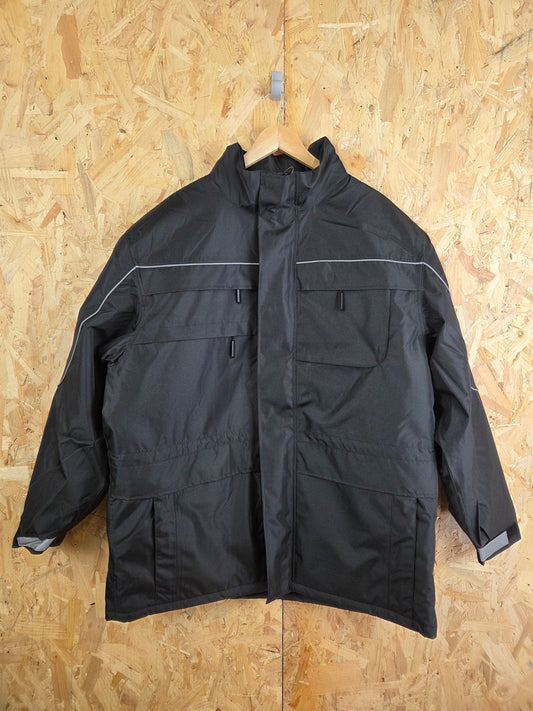Black Work Jacket Scotchlite Reflective Quilted Coat Site Workwear XXL Alexandra 2XL