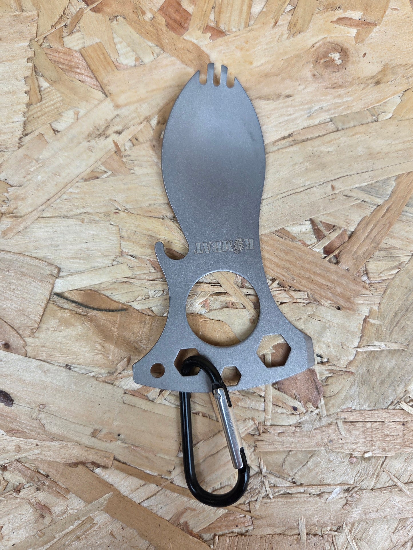 Spork Multi Tool Stainless Steel Bottle Opener Screwdriver Wrench Carabiner