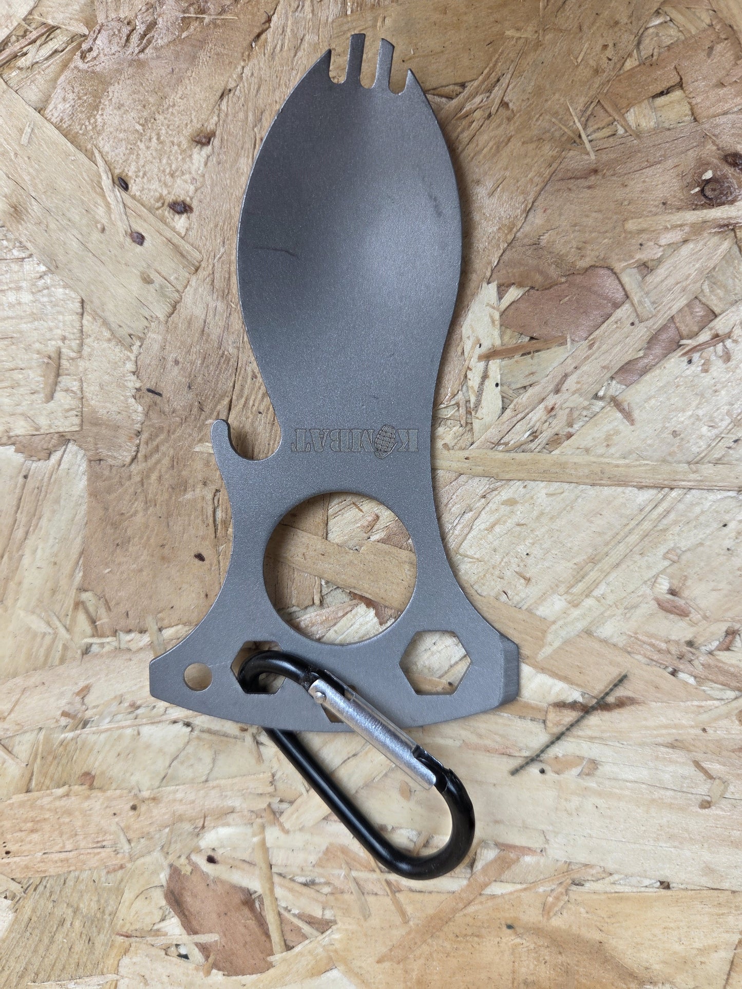 Spork Multi Tool Stainless Steel Bottle Opener Screwdriver Wrench Carabiner