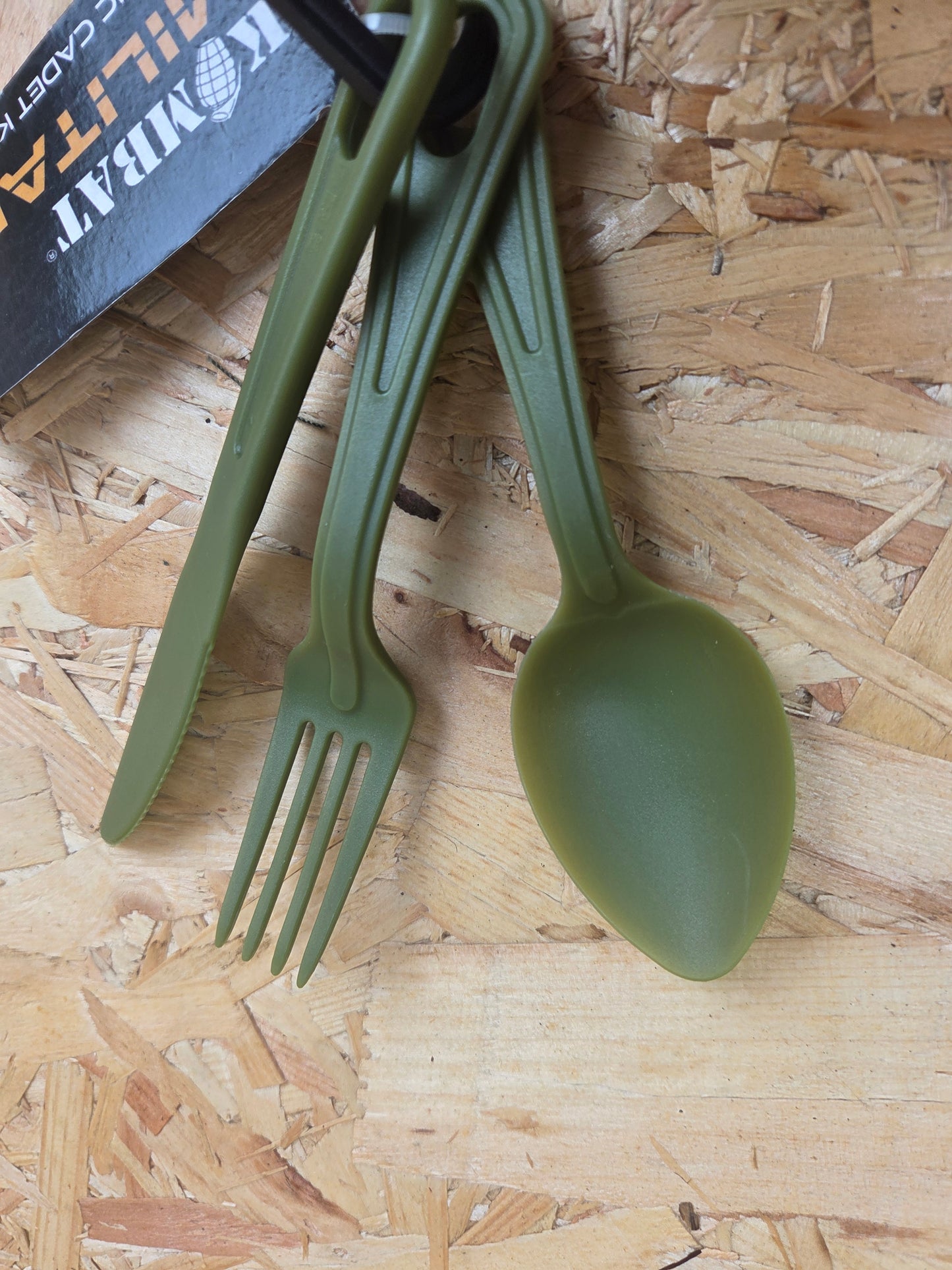 Knife Fork and Spoon Plastic Cadet Green Lightweight Cutlery Set Kit Camping Hiking Picnic KFS