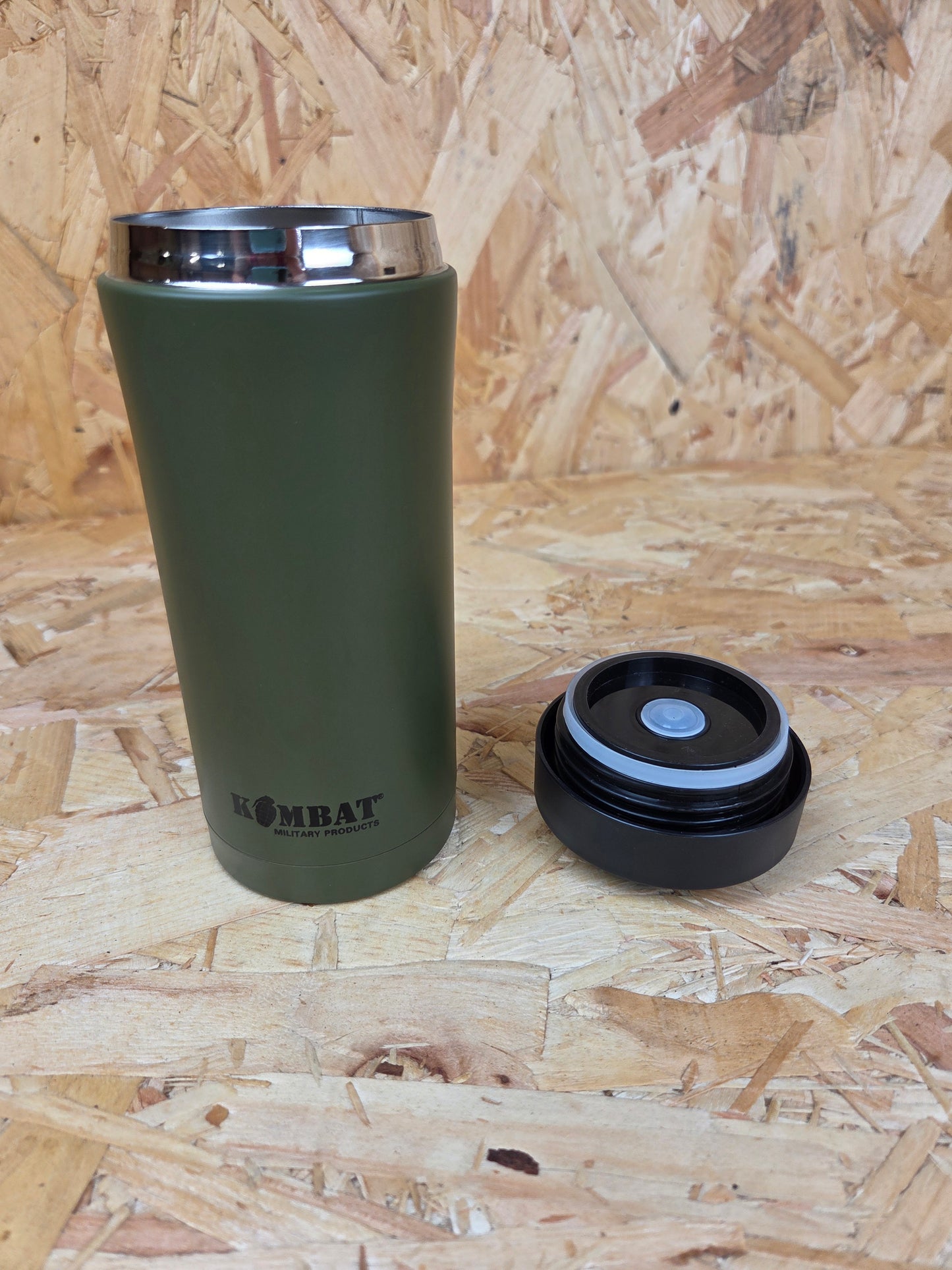Stainless Steel Flask Ammo Pouch Bottle Hiking Olive Green Trail Metal Camping 330ml