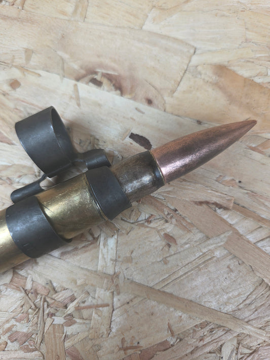 Genuine Inert 50 Caliber Round Cartridge Bullet BMG Display Round with M9 Machine Gun Belt Link