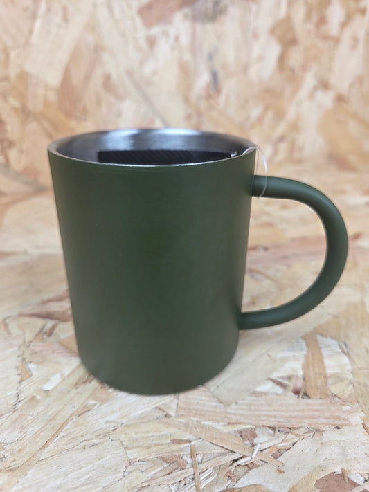 Stainless Steel Mug Olive Green Cadet Camping Picnic Caravan Cup 330ml