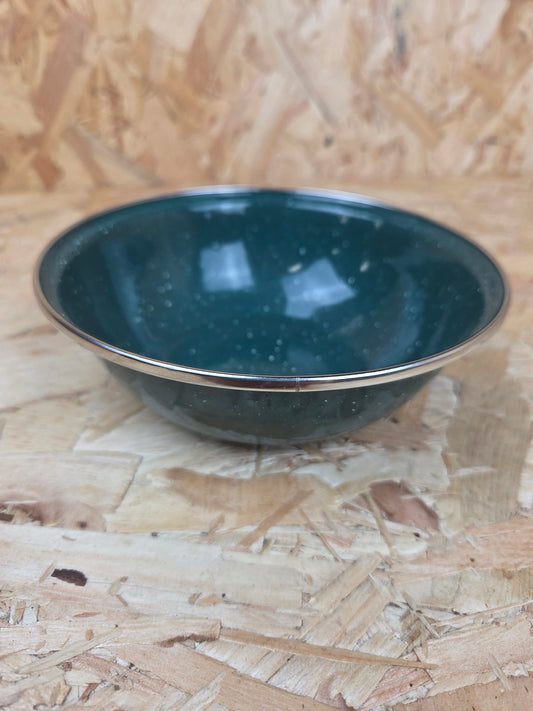 Enamel Military Green Bowl Camping Picnic Caravan Enamel Dish 16cm