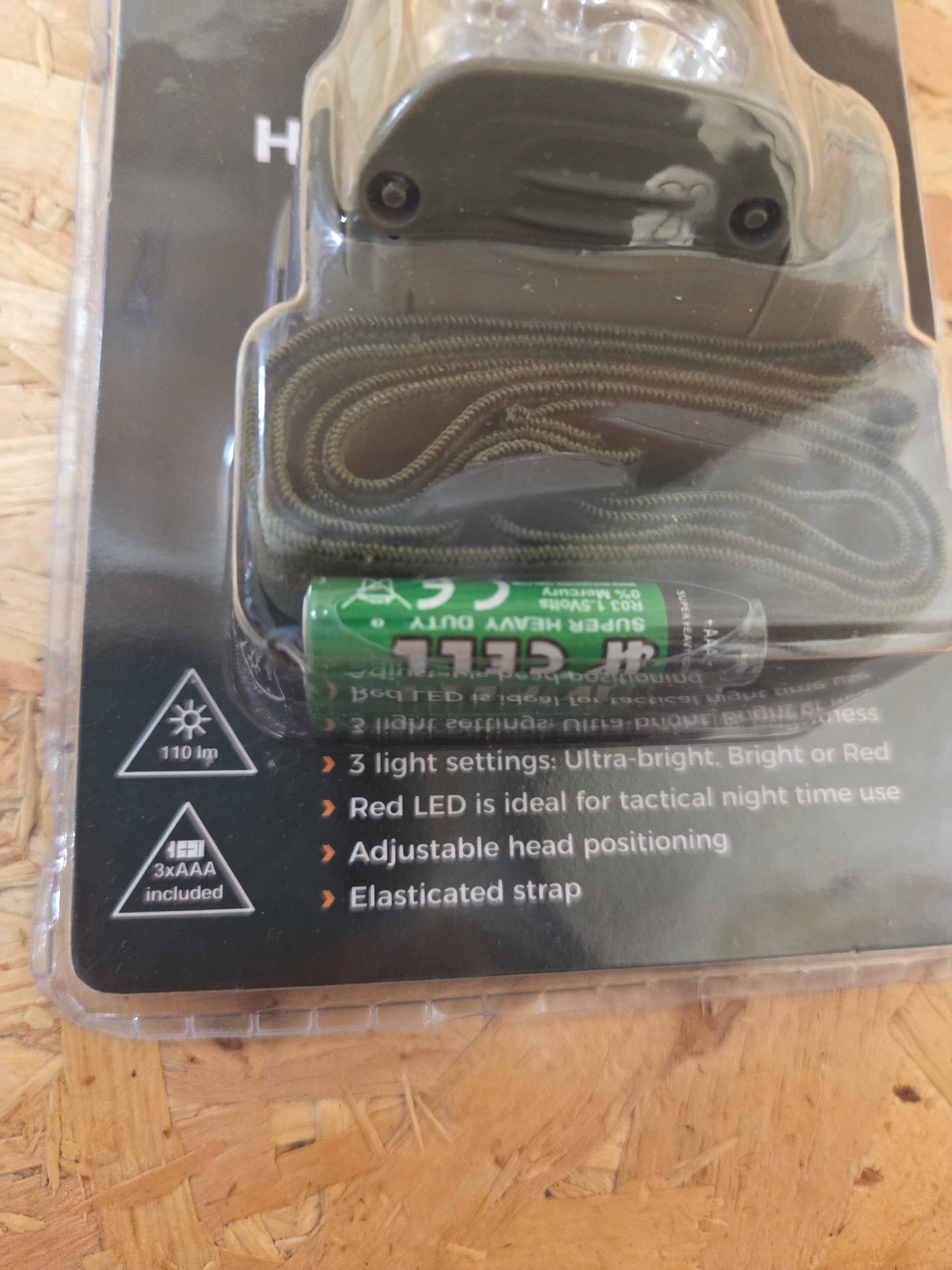LED Headlamp Torch Olive Green Stealth Head Light Camping Inspection Lamp Running Hiking Work Predator Headlamp