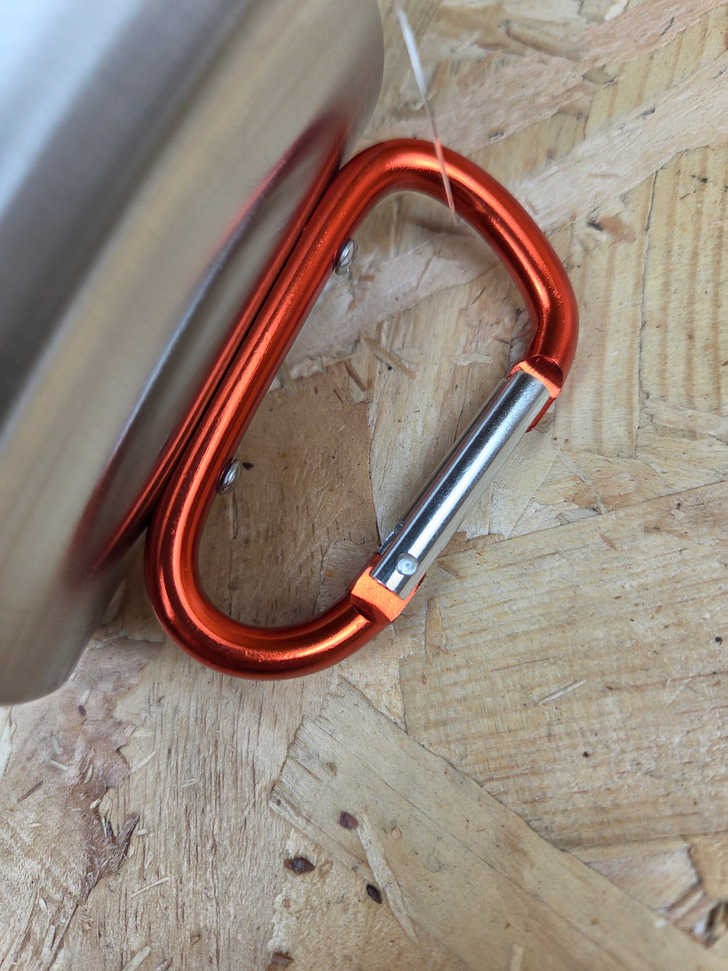 Carabiner Mug Fishing Camping Picnic Caravan Cadet Orange Silver Cup 330ml