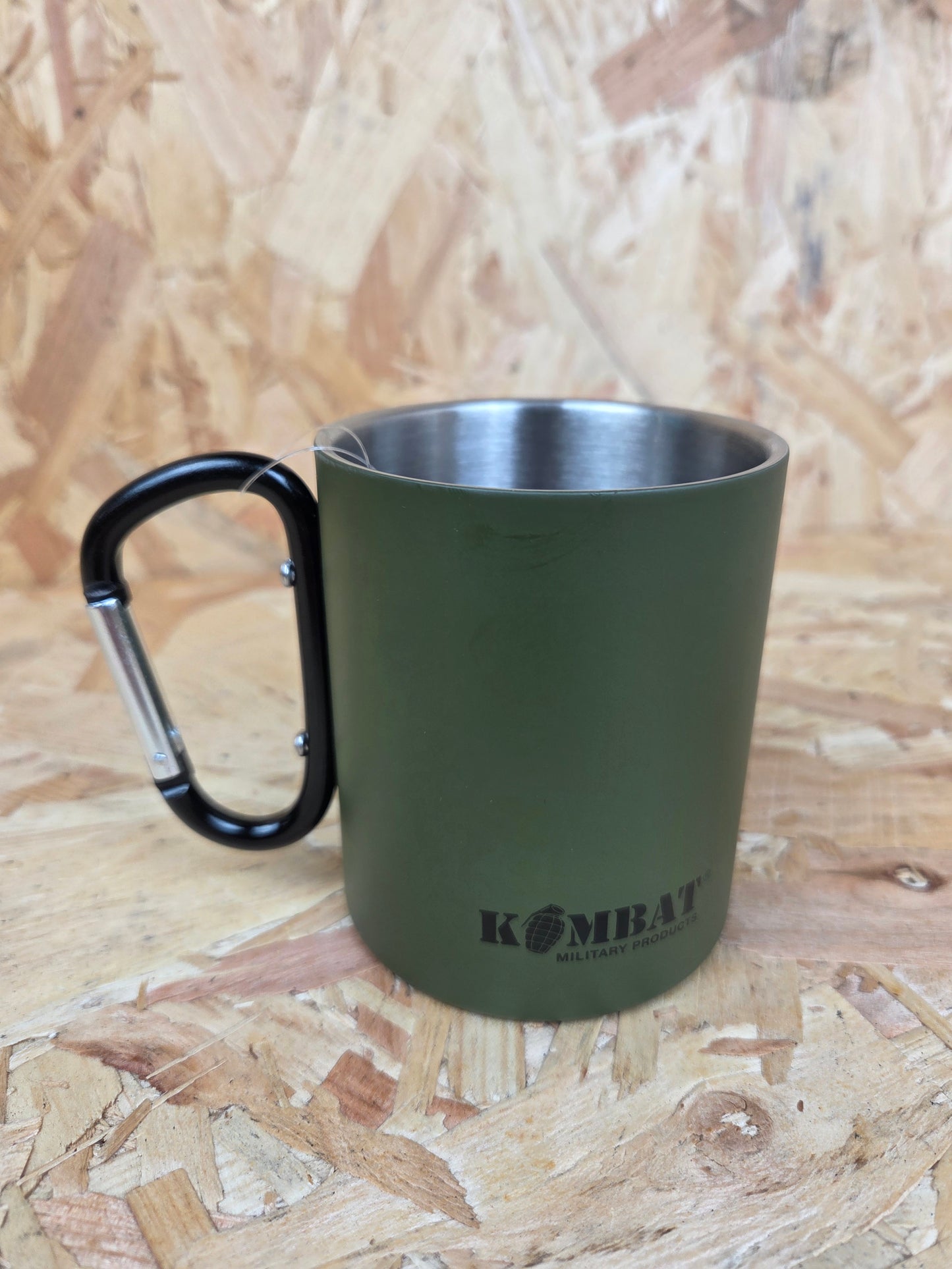 Carabiner Military Green Mug Fishing Camping Picnic Caravan Cadet Cup 330ml