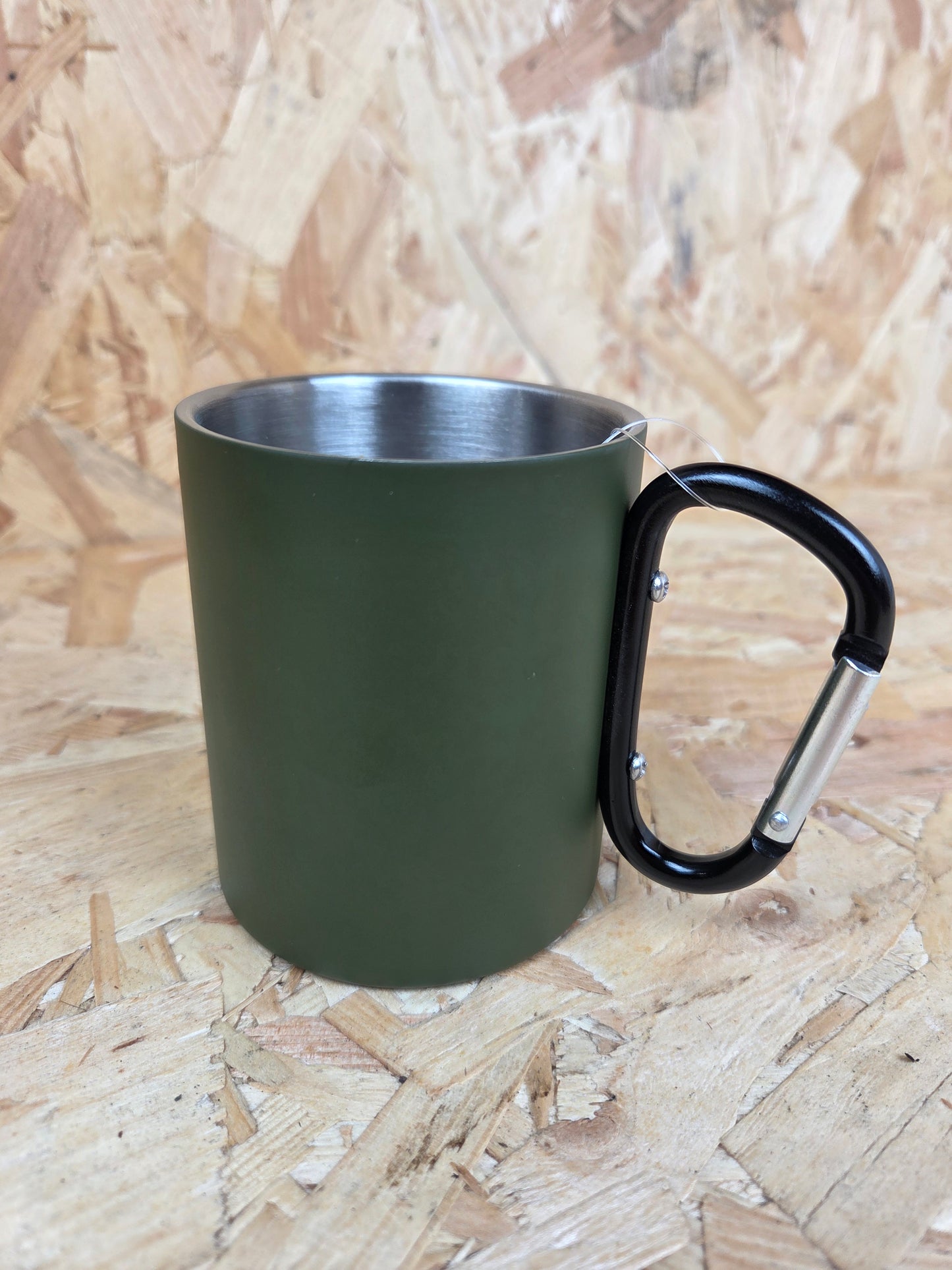 Carabiner Military Green Mug Fishing Camping Picnic Caravan Cadet Cup 330ml