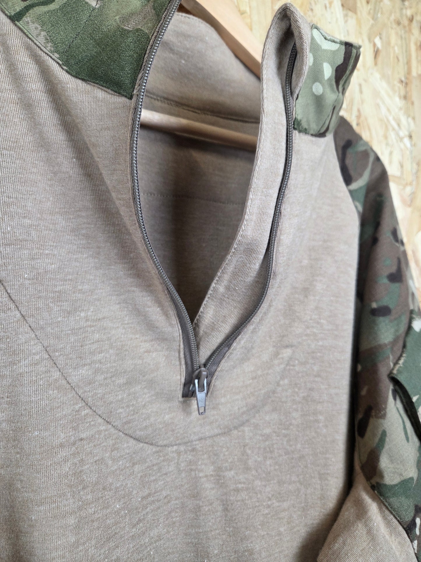 Military UBACS Desert BTP Camouflage Combat Cadet Quarter Zip Paintball Shirt Tactical Airsoft Top
