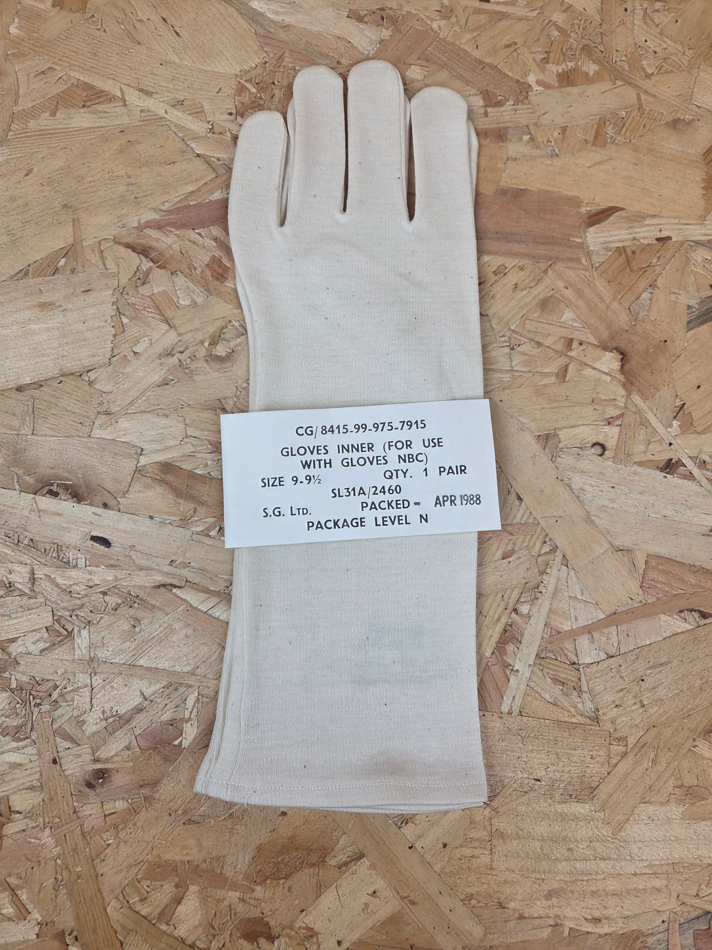 Genuine British Military NBC Glove Liners White Cotton Inner Gloves Size 9 9½ Vintage 1988