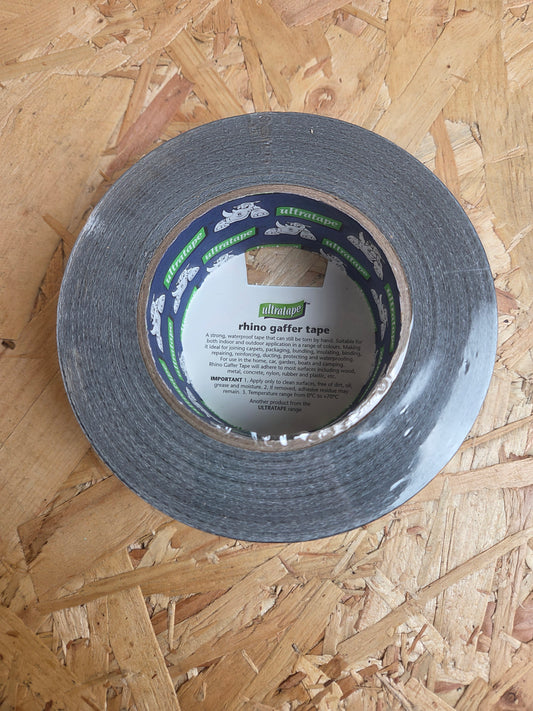 Rhino Cloth Gaffer Tape Black Heavy Duty Waterproof Repair Multi-Purpose Sealing 50mm X 50M