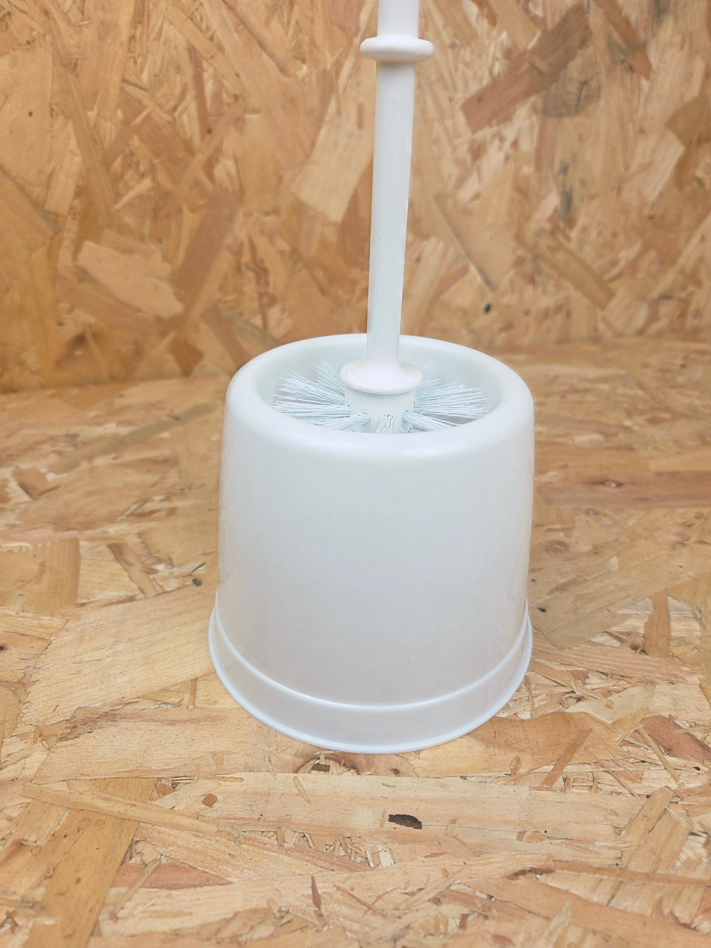 Toilet Brush & Holder Set White Plastic WC Cleaning Tool