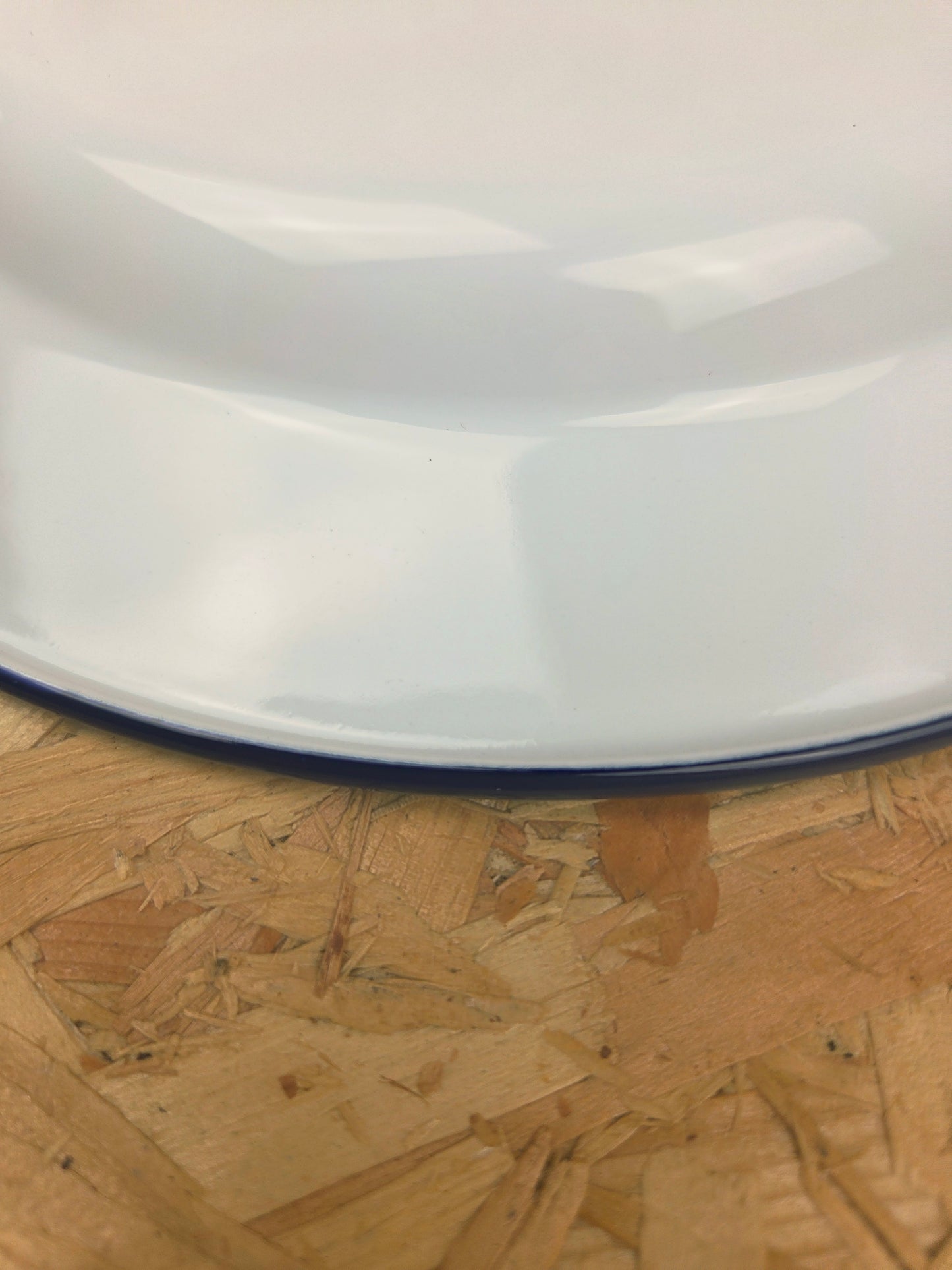 Enamel Dinner Plate White and Blue Camping Picnic Caravan Enamel Meal Dish Falcon 26cm x 2.5cm