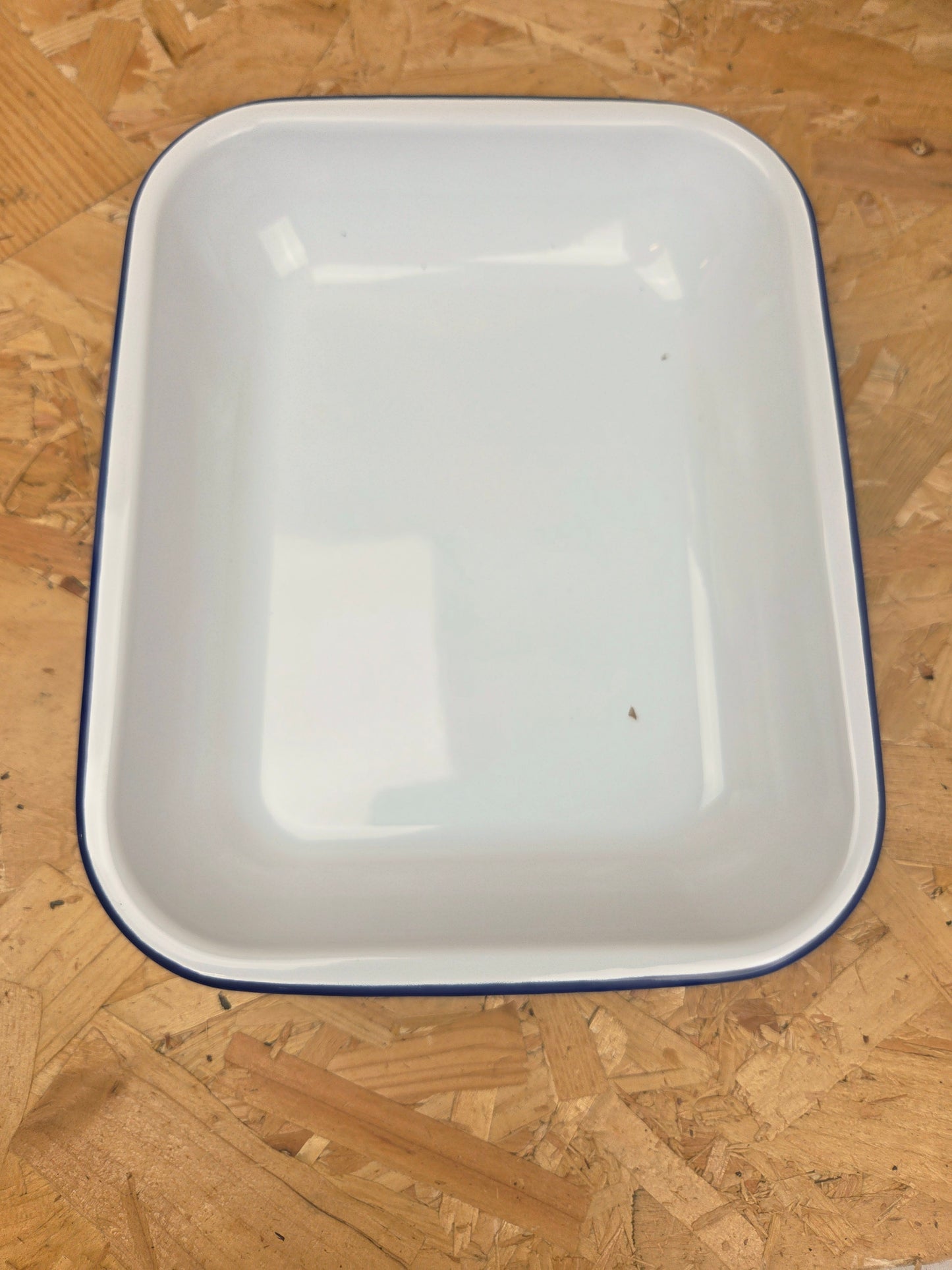 Enamel Bakepan White and Blue Camping Roasting Tin Tray Picnic Caravan Enamel Bowl Falcon 28cm x 23cm x 4.5cm 1250ml