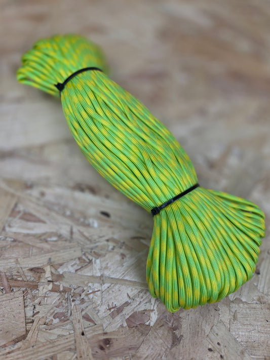 Paracord Cord Retention Loop Basha & Bivi Tent Shelter Rope Bushcraft Line Green & Yellow