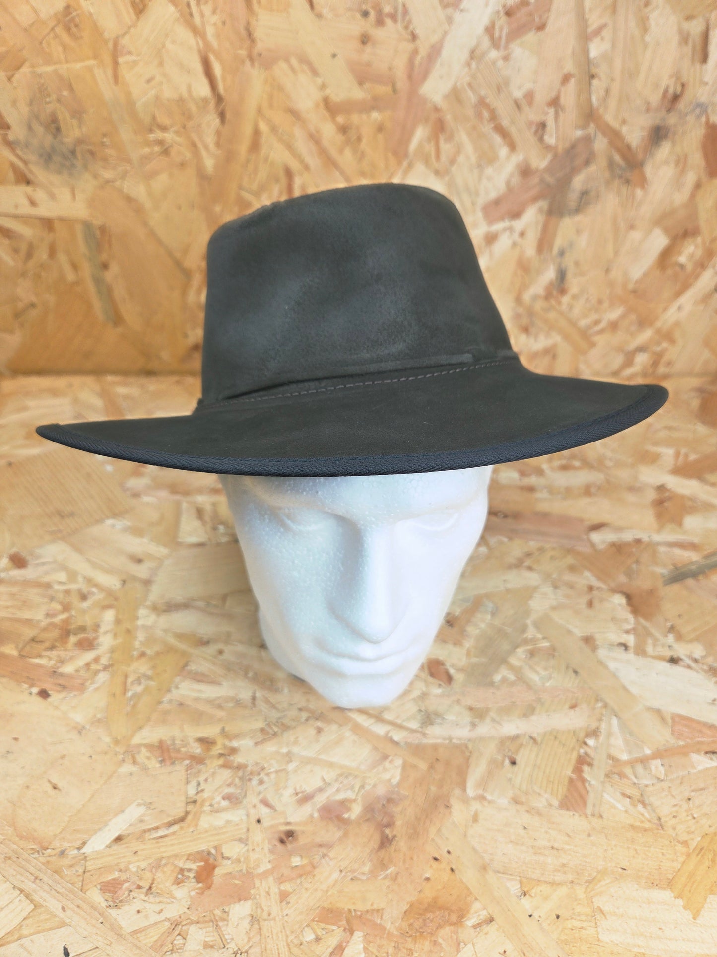 Genuine Suede Brown Leather Bush Hat Wide Brim Outdoor Cowboy Style Country Handmade South African Oiled