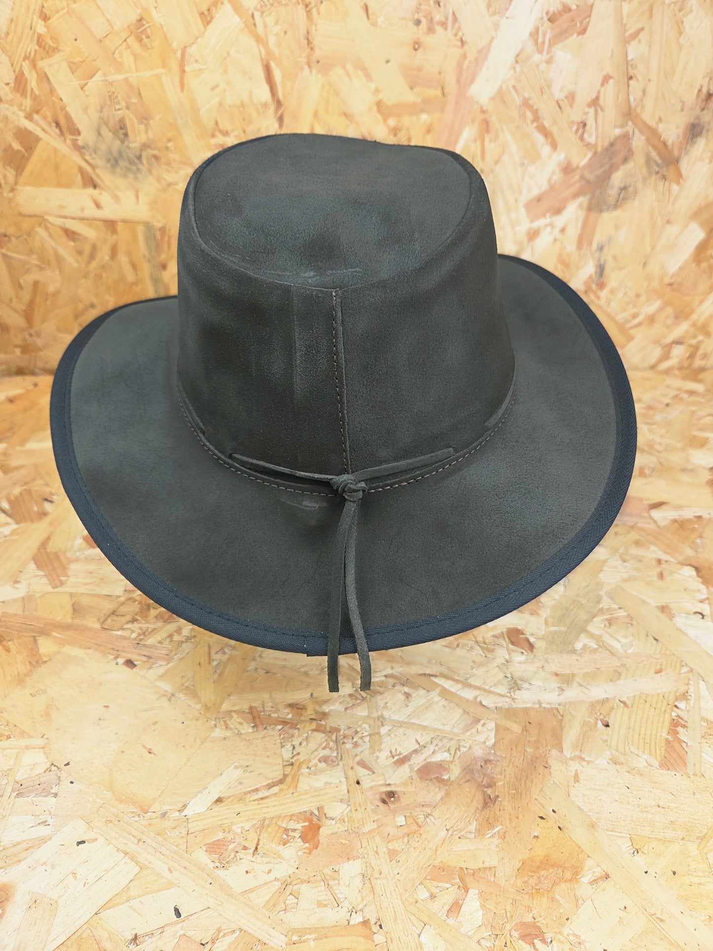 Genuine Suede Brown Leather Bush Hat Wide Brim Outdoor Cowboy Style Country Handmade South African Oiled