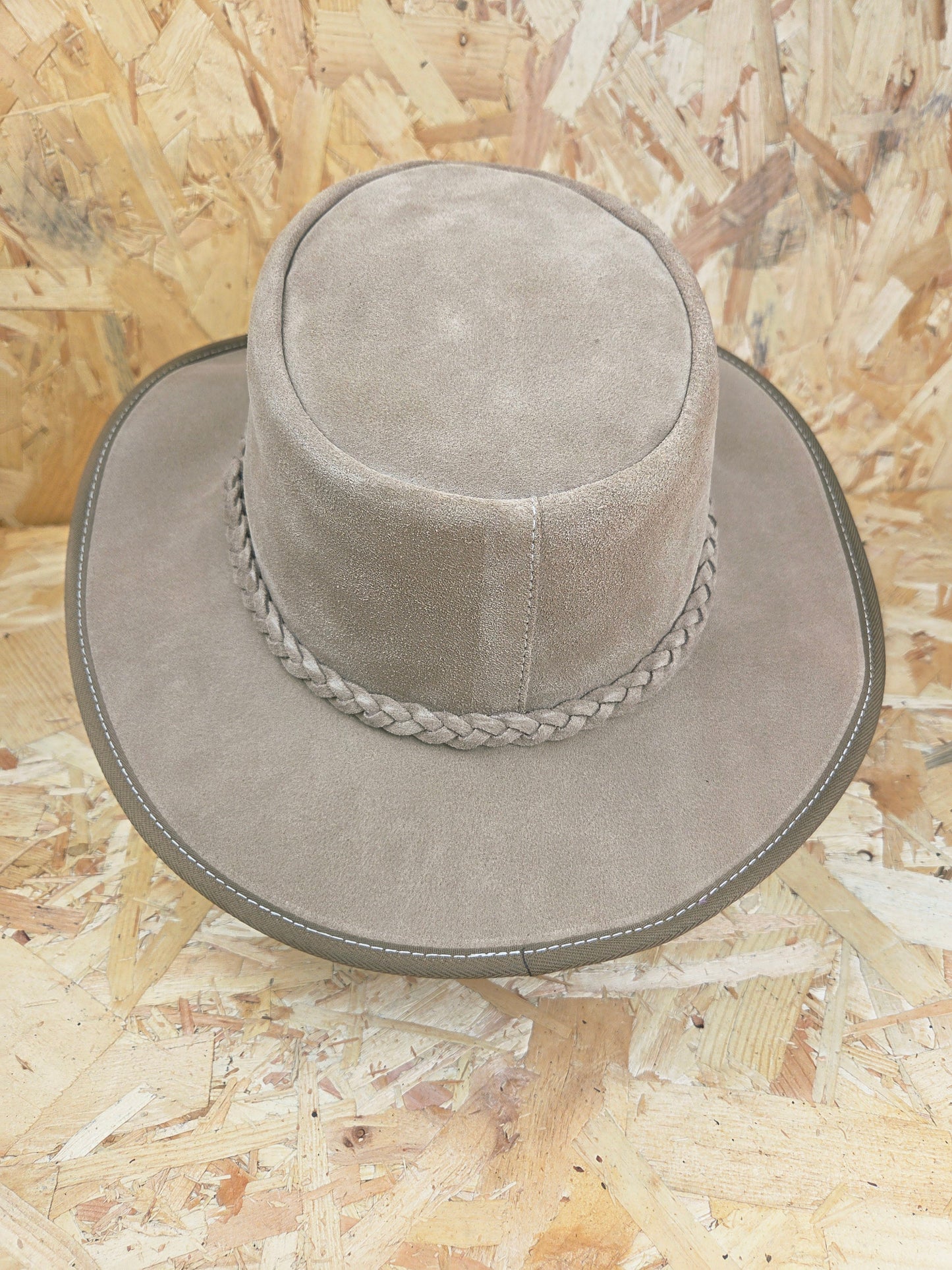 Genuine Light Brown Beige Suede Leather Bush Hat Wide Brim Outdoor Cowboy Style Country Handmade South African