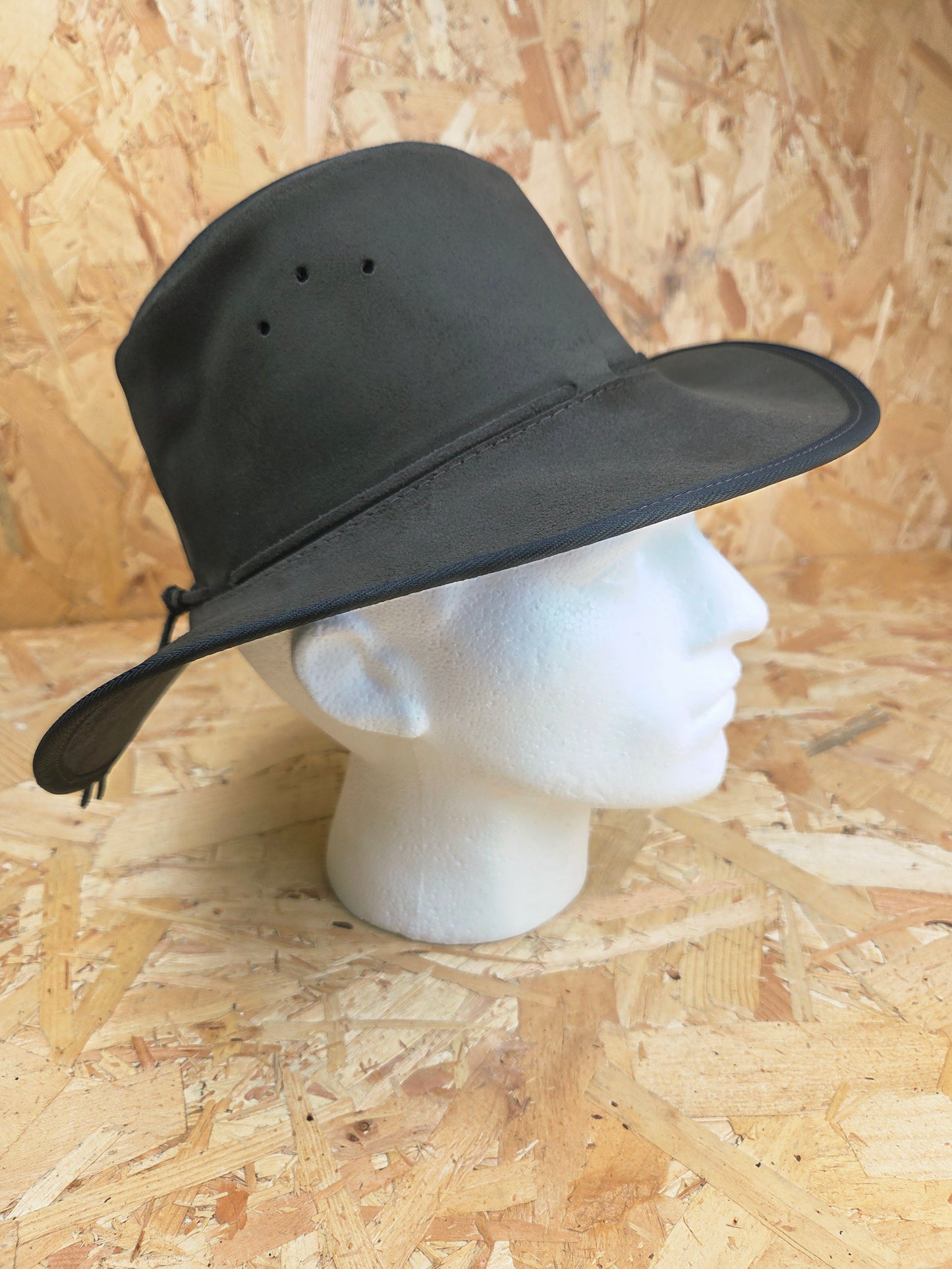 Genuine Suede Brown Leather Bush Hat Wide Brim Outdoor Cowboy Style Country Handmade South African Oiled