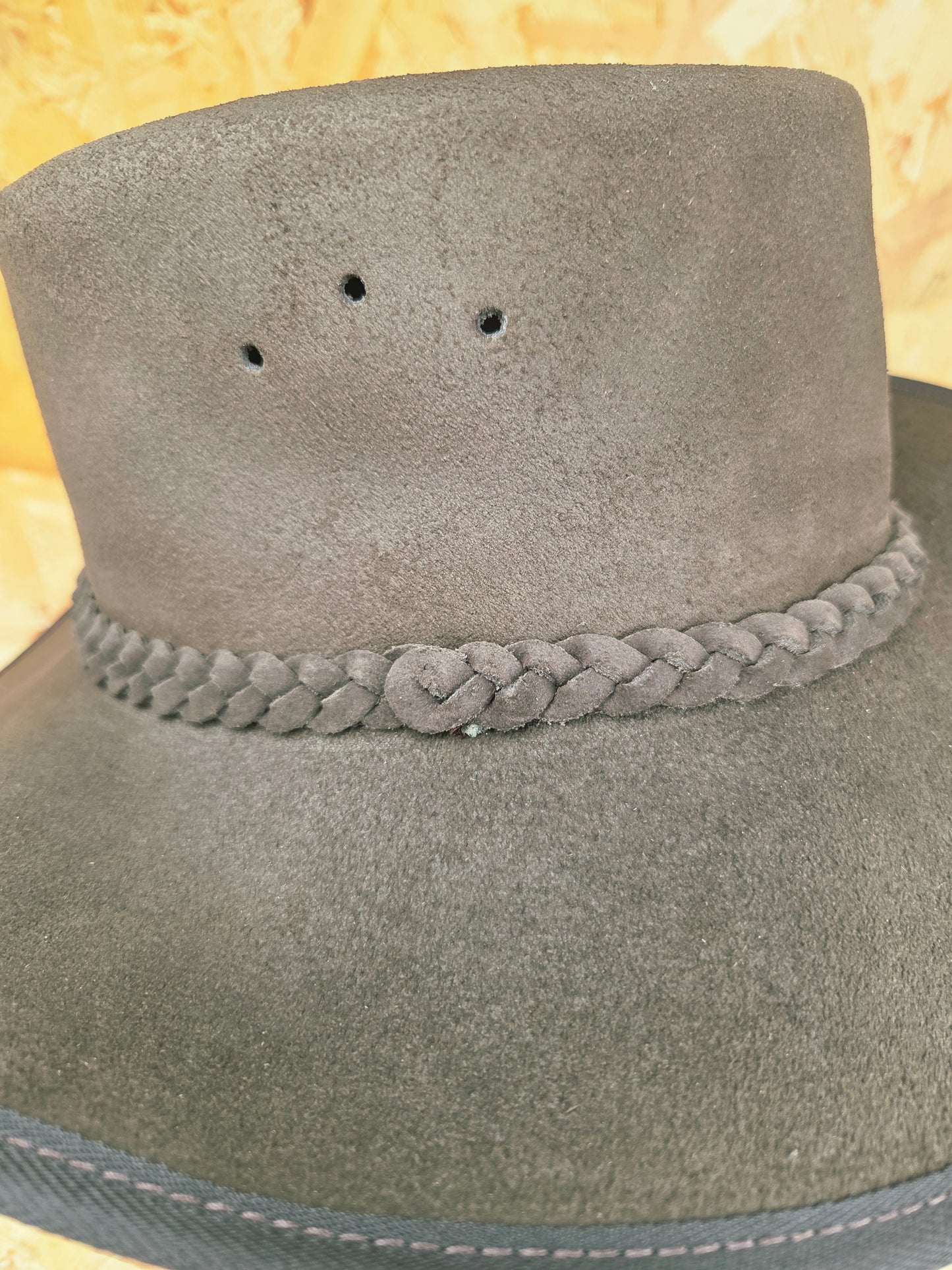Genuine Dark Brown Oiled Suede With Chin Strap Leather Bush Hat Wide Brim Outdoor Cowboy Style Country Handmade South African