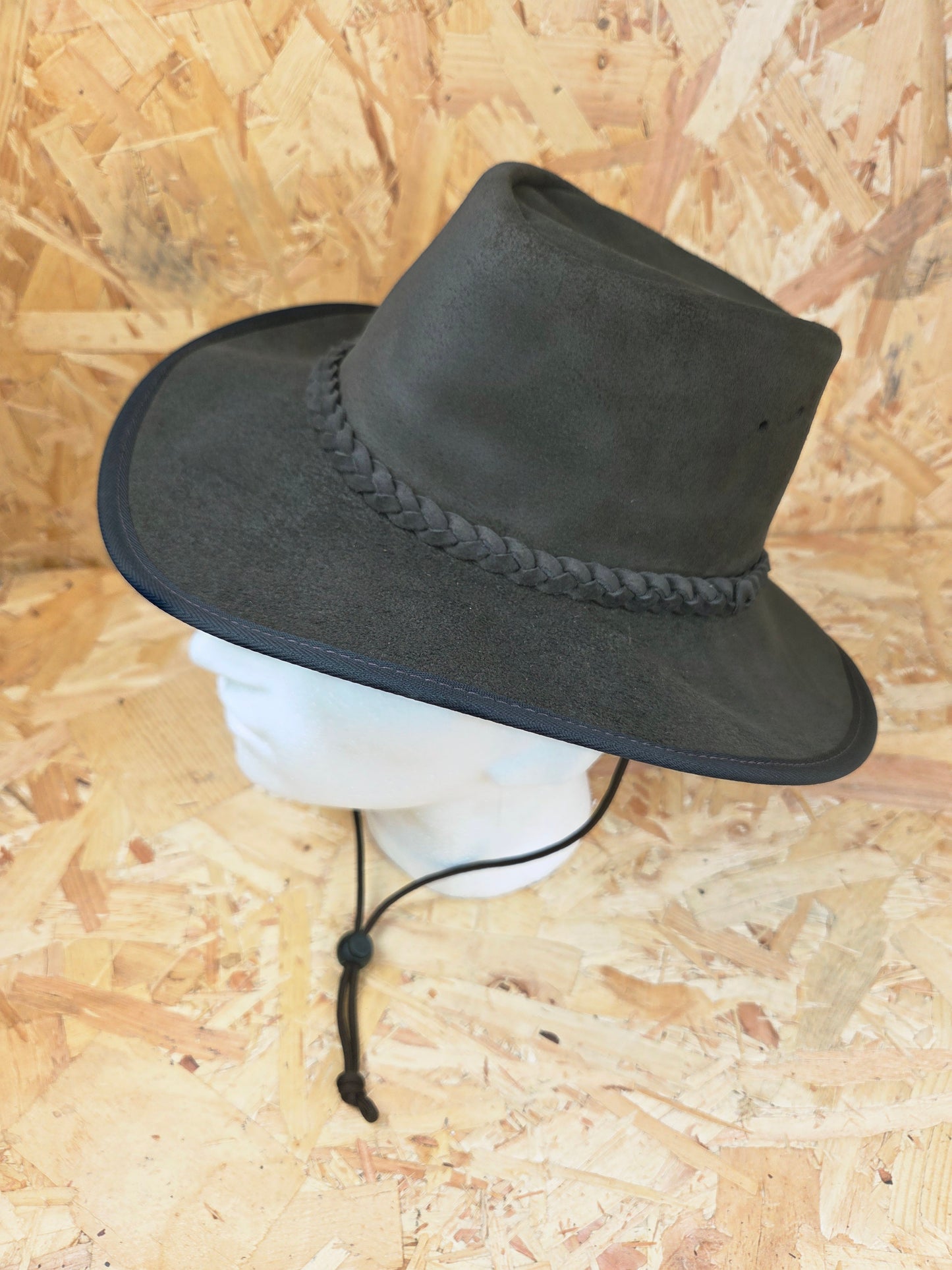 Genuine Dark Brown Oiled Suede With Chin Strap Leather Bush Hat Wide Brim Outdoor Cowboy Style Country Handmade South African