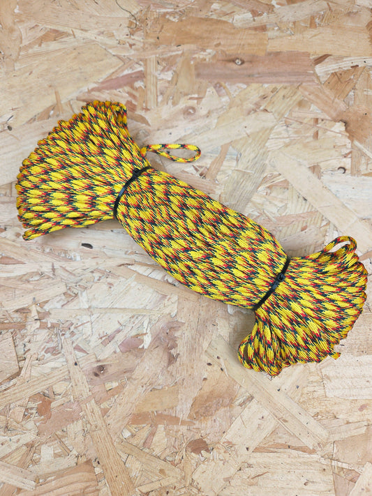 Paracord Cord Retention Loop Basha & Bivi Tent Shelter Rope Bushcraft Line Yellow Black & Red