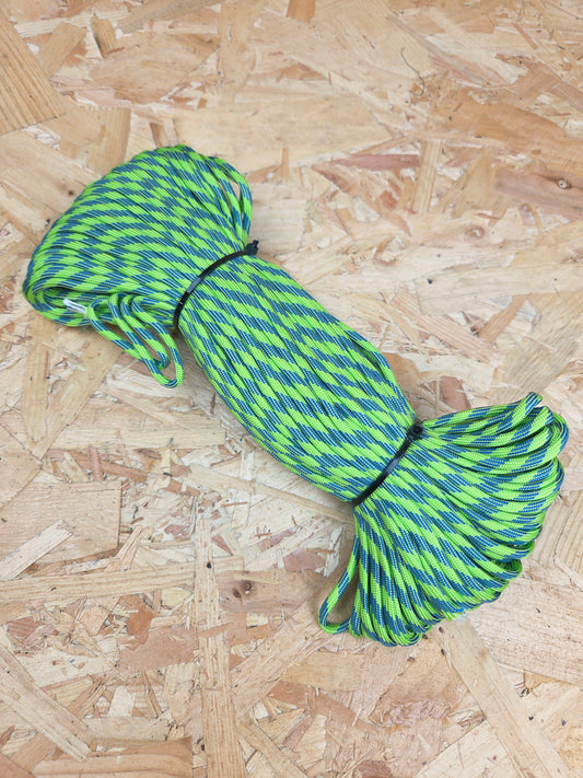 Paracord Cord Retention Loop Basha & Bivi Tent Shelter Rope Bushcraft Line Neon Green & Blue Striped