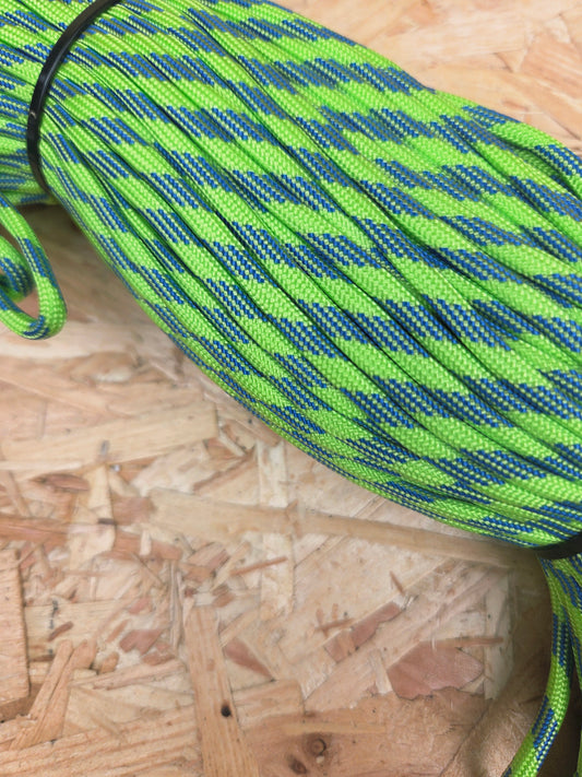 Paracord Cord Retention Loop Basha & Bivi Tent Shelter Rope Bushcraft Line Neon Green & Blue Striped
