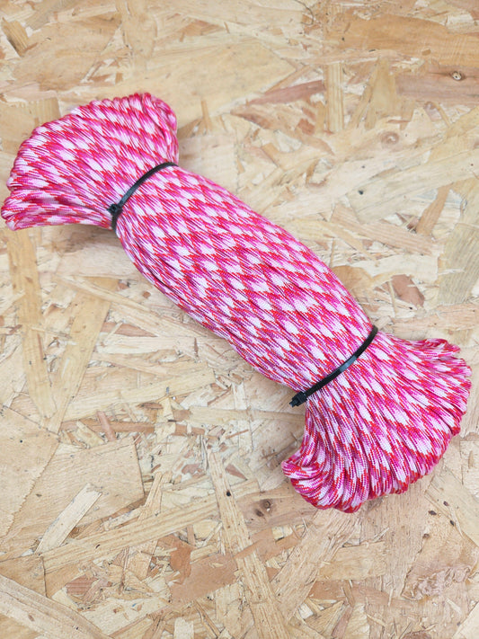 Paracord Cord Retention Loop Basha & Bivi Tent Shelter Rope Bushcraft Line Red Pink & White