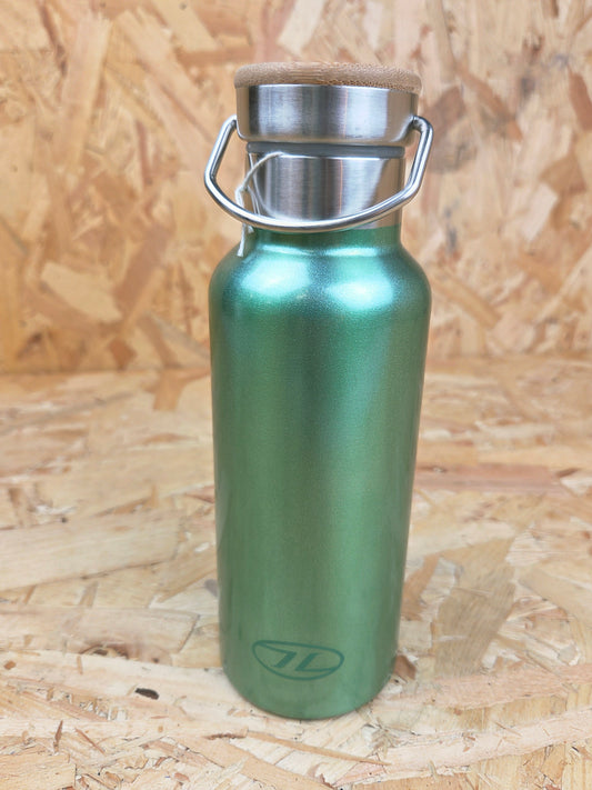 Stainless Steel Water Bottle Green Hiking Trail Black Metal Camping Drinking Leak proof Water Flask 500ml