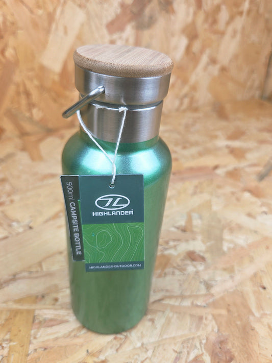 Stainless Steel Water Bottle Green Hiking Trail Black Metal Camping Drinking Leak proof Water Flask 500ml