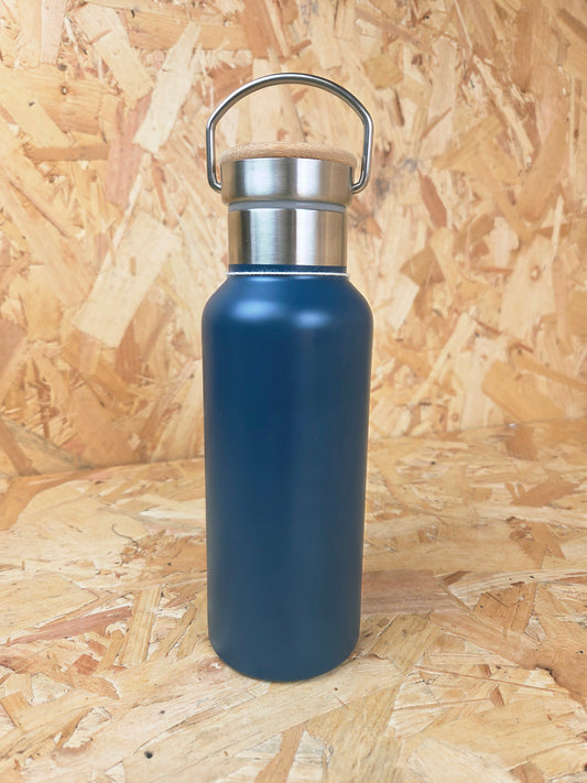 Stainless Steel Water Bottle Blue Hiking Trail Black Metal Camping Drinking Leak proof Water Flask 500ml