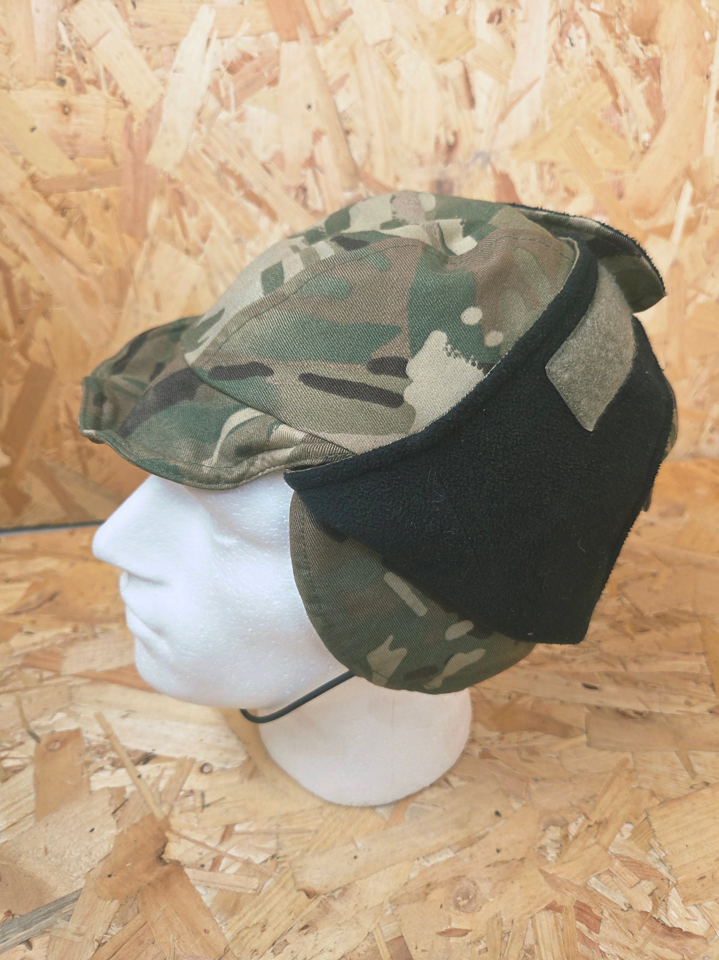 Genuine British Army MTP MVP Cold Weather Camouflage Trapper Style Cap Insulated Thermal Patrol Winter Camo Hat Black Lined Ear Flap Fleece Hat