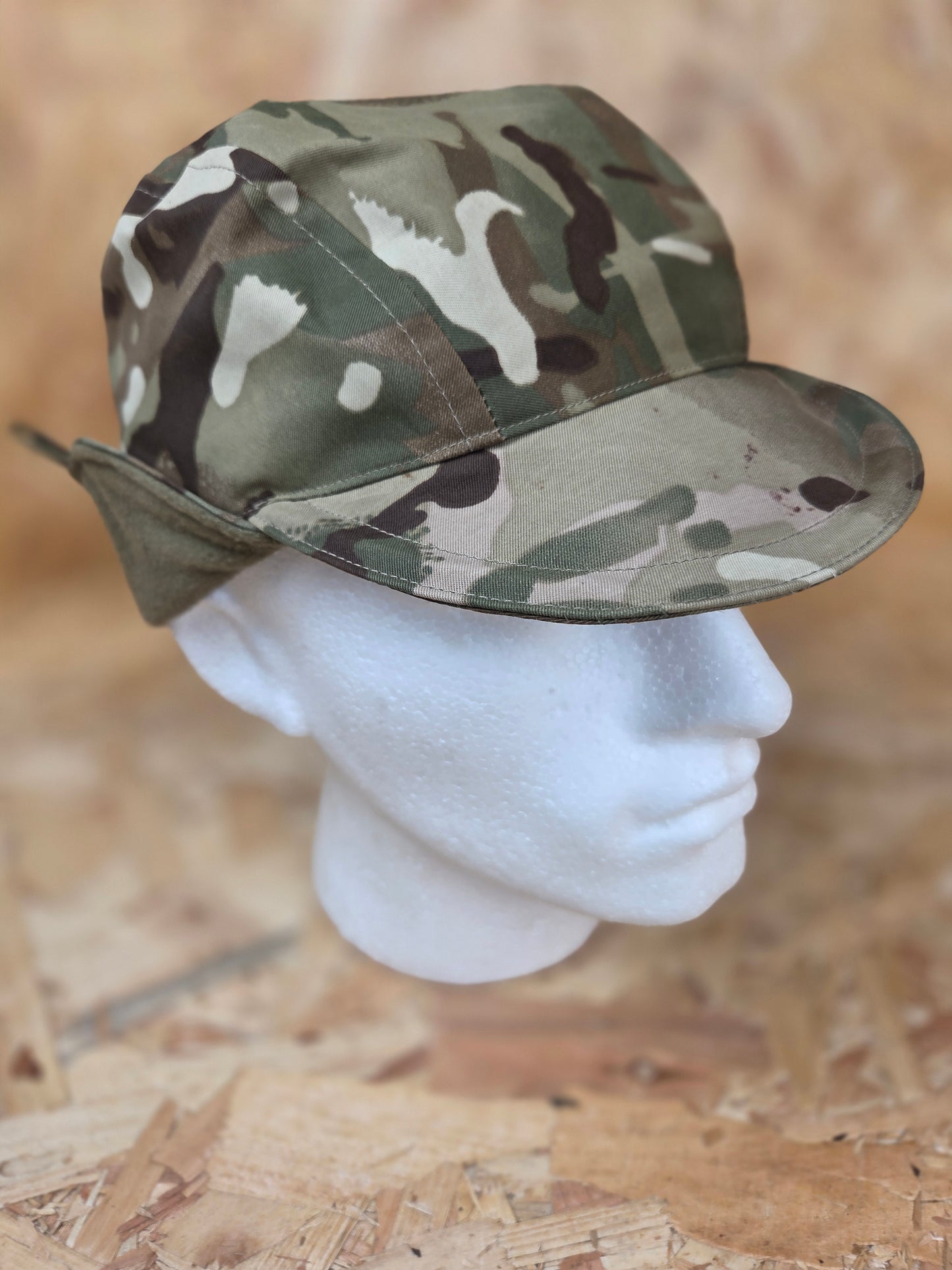 Genuine British Army MTP MVP Cold Weather Camouflage Cap Insulated Thermal Patrol Winter Camo Hat Light Green Ear Flap Fleece Hat