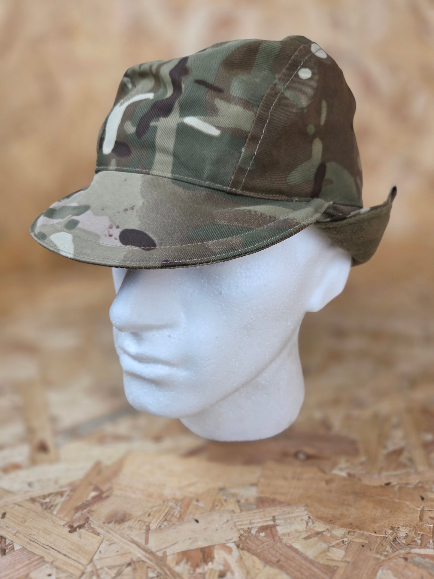 Genuine British Army MTP MVP Cold Weather Camouflage Cap Insulated Thermal Patrol Winter Camo Hat Light Green Ear Flap Fleece Hat