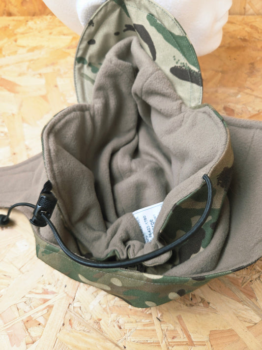 Genuine British Army MTP MVP Cold Weather Camouflage Trapper Style Cap Insulated Thermal Patrol Winter Camo Hat Ear Flap Light Green Fleece Hat