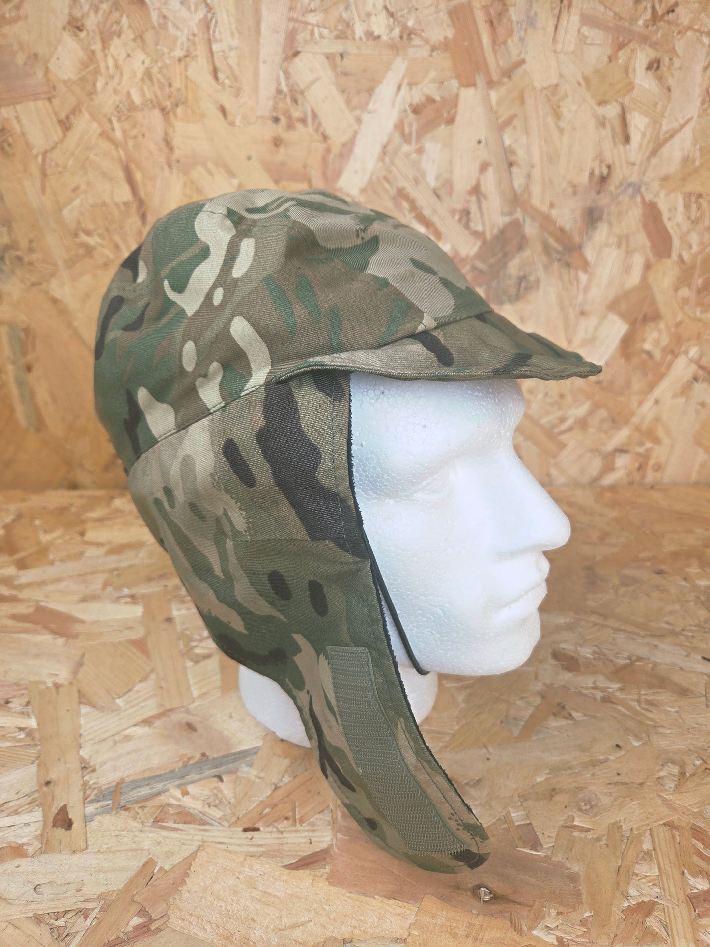 Genuine British Army MTP MVP Cold Weather Camouflage Trapper Style Cap Insulated Thermal Patrol Winter Camo Hat Black Lined Ear Flap Fleece Hat