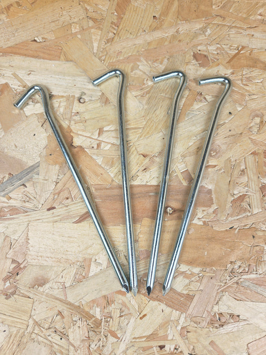 Heavy Duty Steel Pegs Pack of 4 Basha Tarp Camping Equipment Ground Steel Stakes 21.5cm