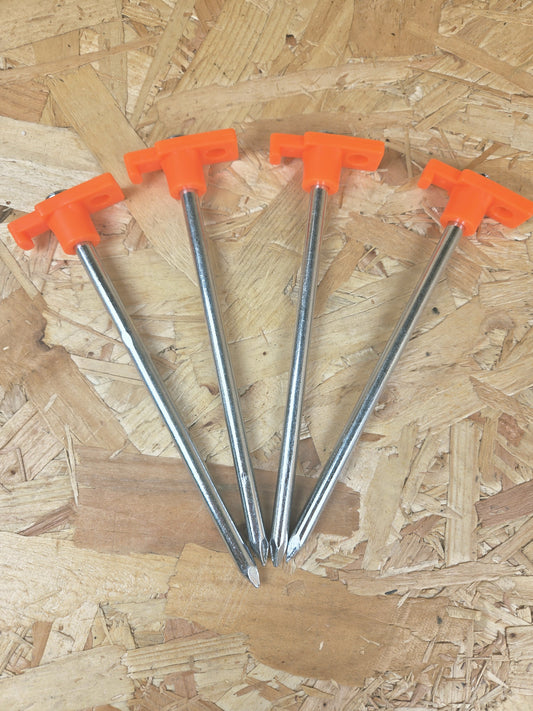 Hard Ground Heavy Duty Steel Rock Pegs Pack of 4 Basha Tarp Camping Equipment Ground Steel Stakes 18cm